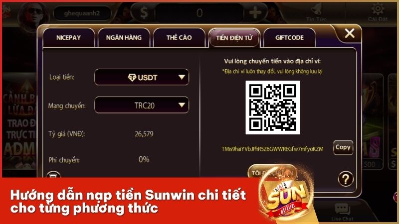 Các bước hướng dẫn nạp tiền Sunwin chi tiết qua ngân hàng và ví điện tử