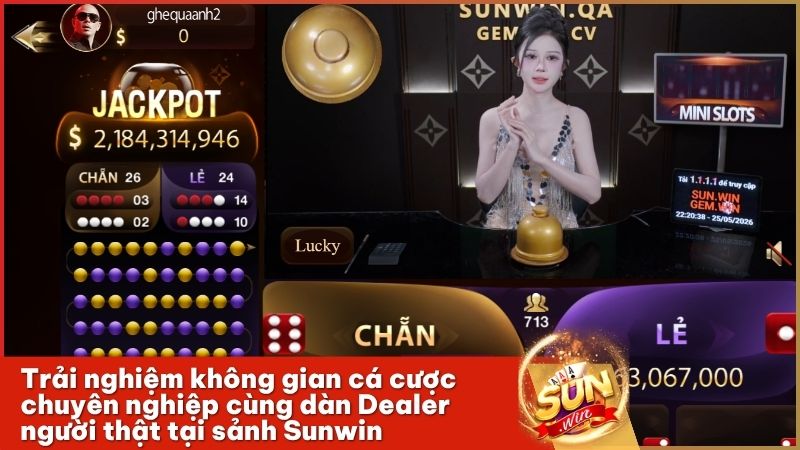 Giao diện sảnh Xóc Đĩa Livestream Sunwin hiện đại, mang lại trải nghiệm casino thực thụ nhất